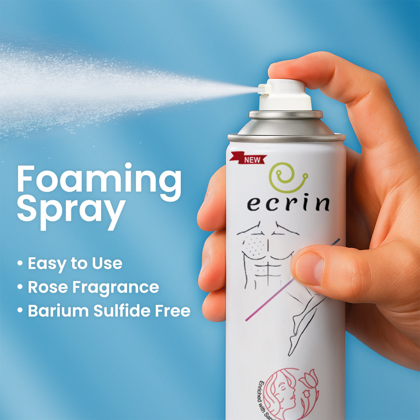 New Ecrin Hair Removal Foaming Spray (for men & women) - 200ml