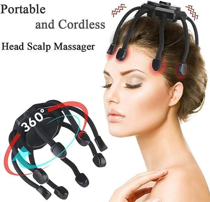Cordless Electric Scalp & Head Massager– 3 Modes 360° Touch-Button – Portable Stress Relief.