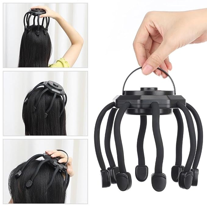 Cordless Electric Scalp & Head Massager– 3 Modes 360° Touch-Button – Portable Stress Relief.