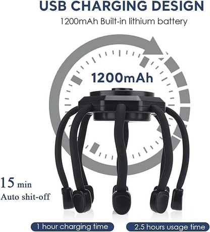 Cordless Electric Scalp & Head Massager– 3 Modes 360° Touch-Button – Portable Stress Relief.