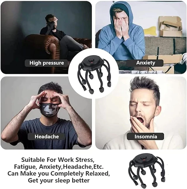 Cordless Electric Scalp & Head Massager– 3 Modes 360° Touch-Button – Portable Stress Relief.