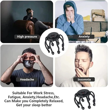 Cordless Electric Scalp & Head Massager– 3 Modes 360° Touch-Button – Portable Stress Relief.